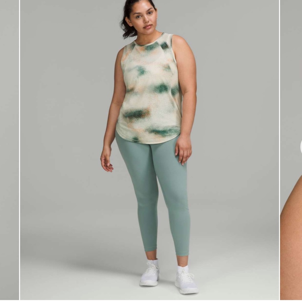 Lululemon sculpt tank in spray camo blue and orange size 10